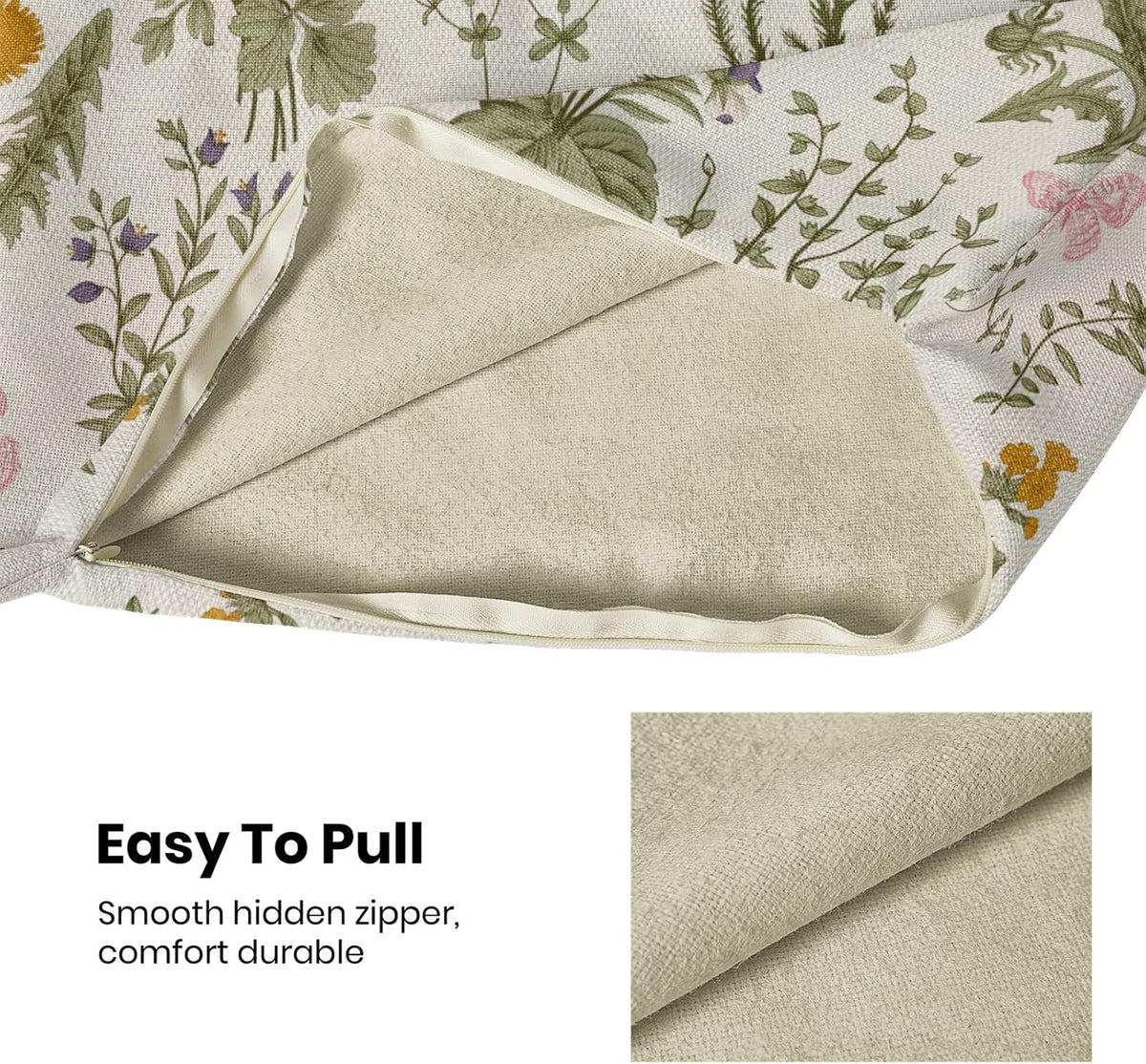 Spring Sage Green Wild Flower Pillow Covers 18x18 Set of 2