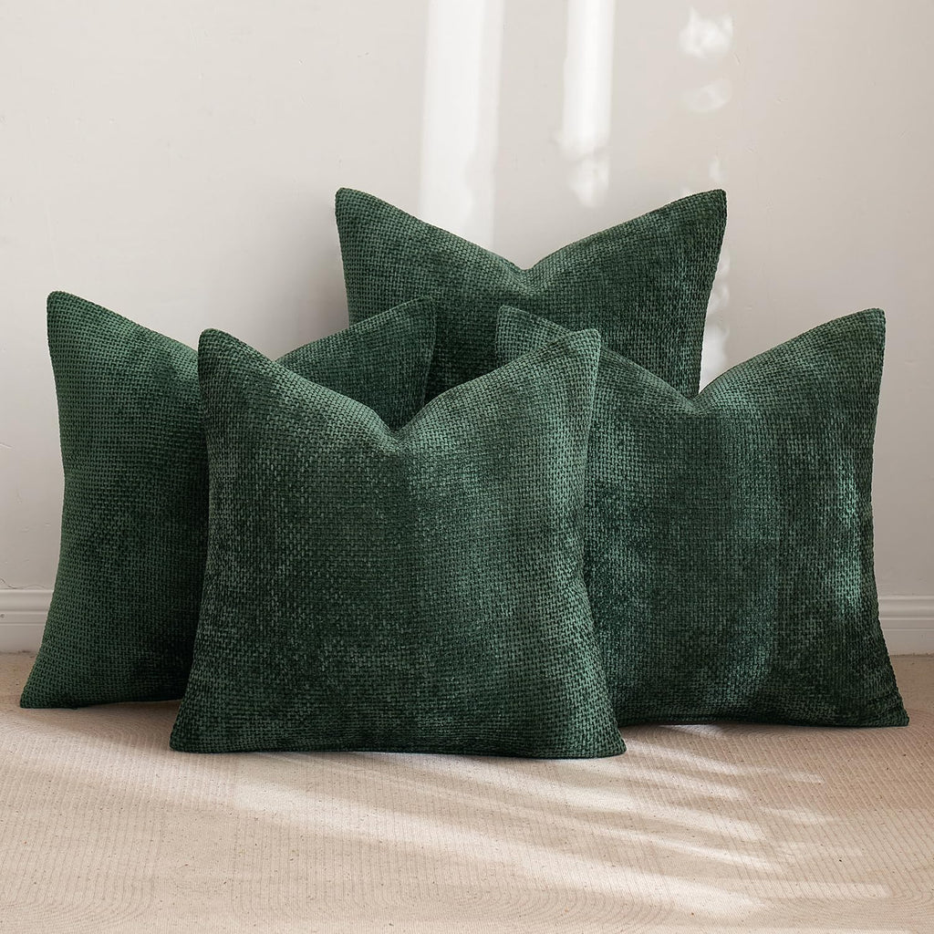 MIULEE Soft Decorative Chenille Pillow Covers Blue Series 18x18 Pack of 4