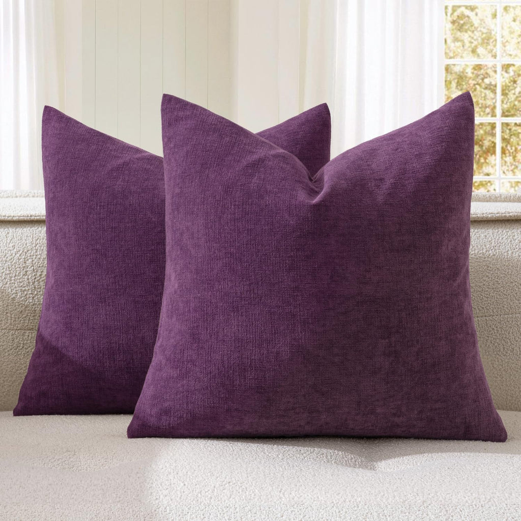 MIULEE Olive Green Chenille Couch Throw Pillow Covers, 18x18
