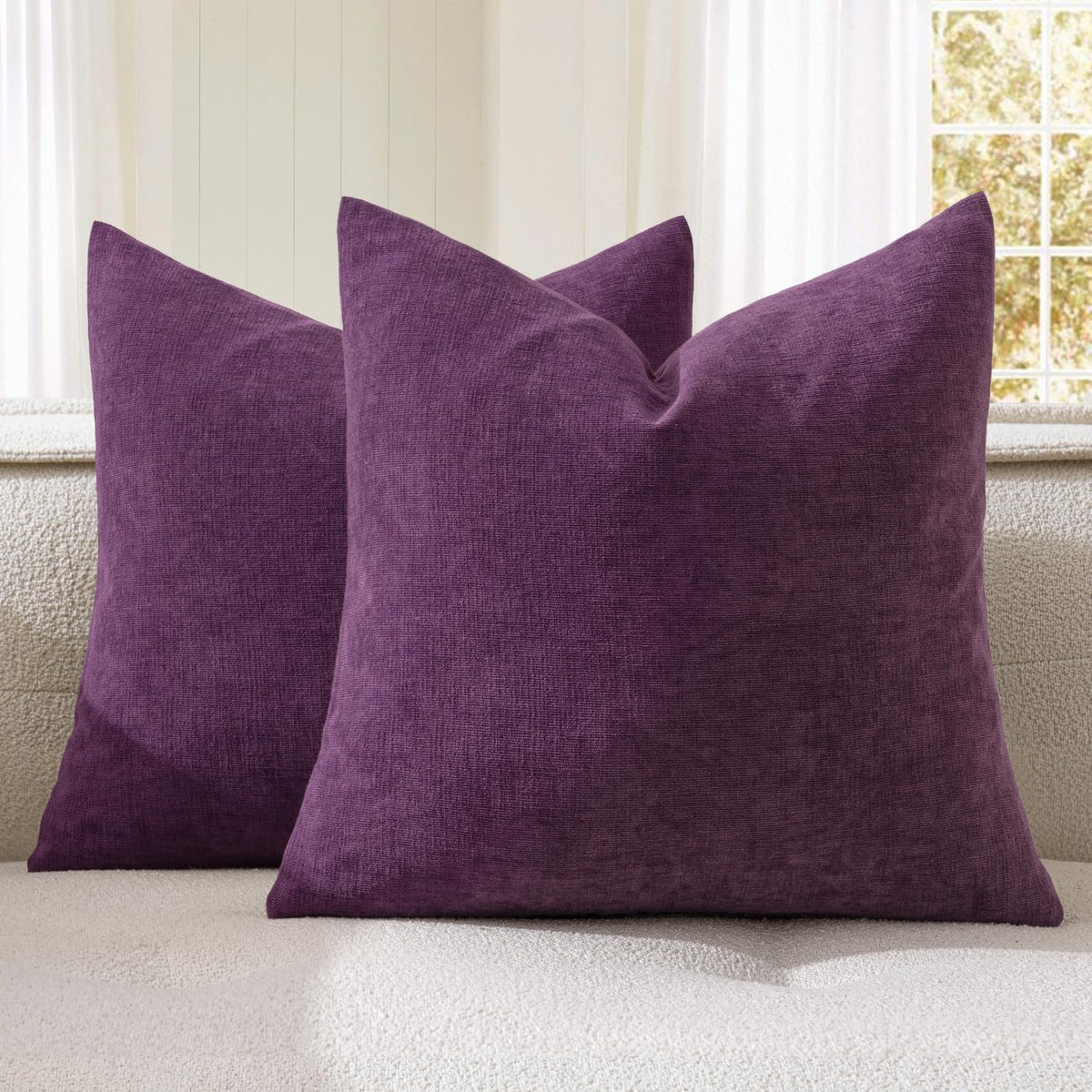 MIULEE Olive Green Chenille Couch Throw Pillow Covers, 18x18
