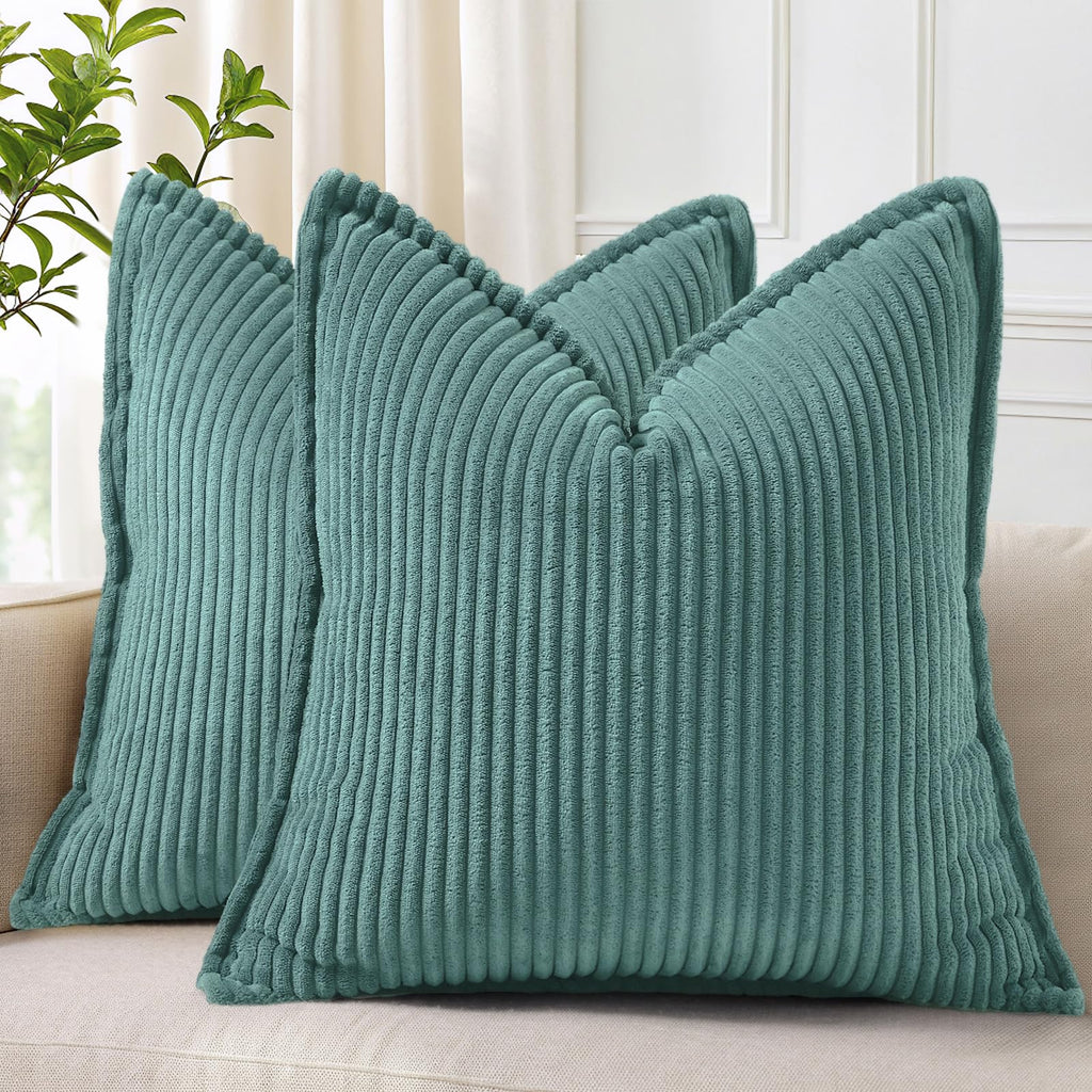 decorUhome Fall Corduroy Navy Blue Throw Pillow Covers 24x24 Set of 2