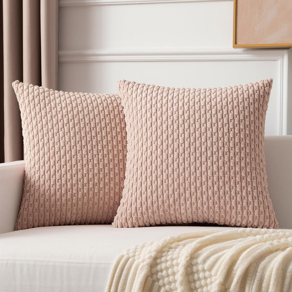Kevin Textile Soft Corduroy 18x18 Inch Pillow Covers 2 Pack, Sage Green