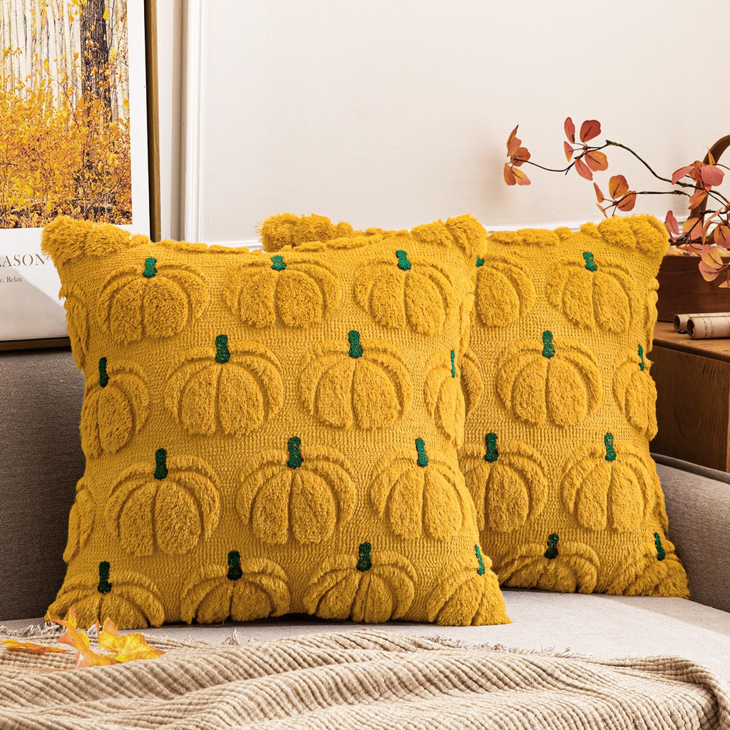 MIULEE Fall Pumpkin Pillow Covers Fall Decor Beige Brown Stem 18x18