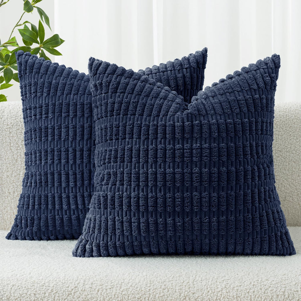 MIULEE Fall Corduroy Decorative Throw Pillow Covers 18x18 Rust Pack of 2