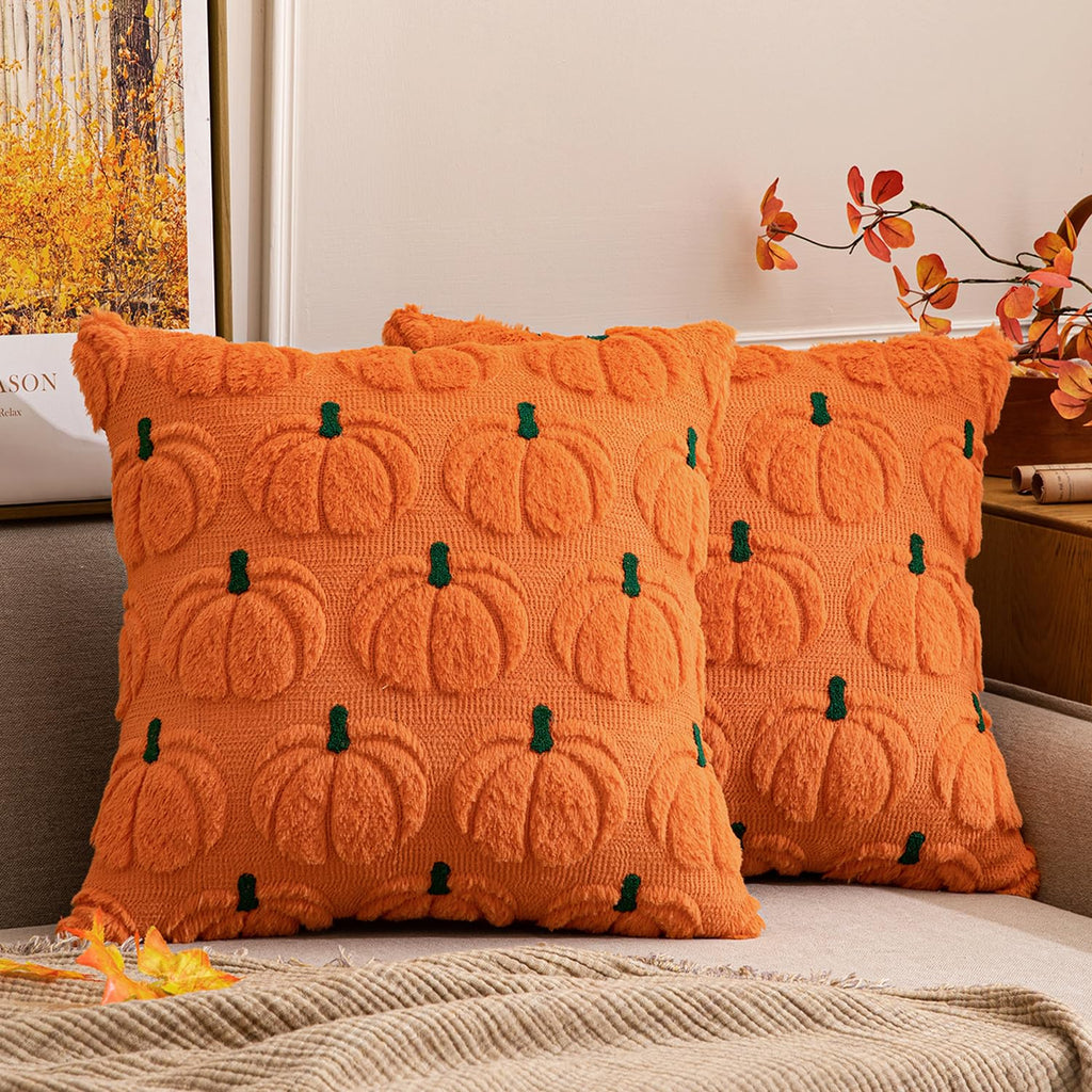 MIULEE Fall Pumpkin Pillow Covers Fall Decor Beige Brown Stem 18x18