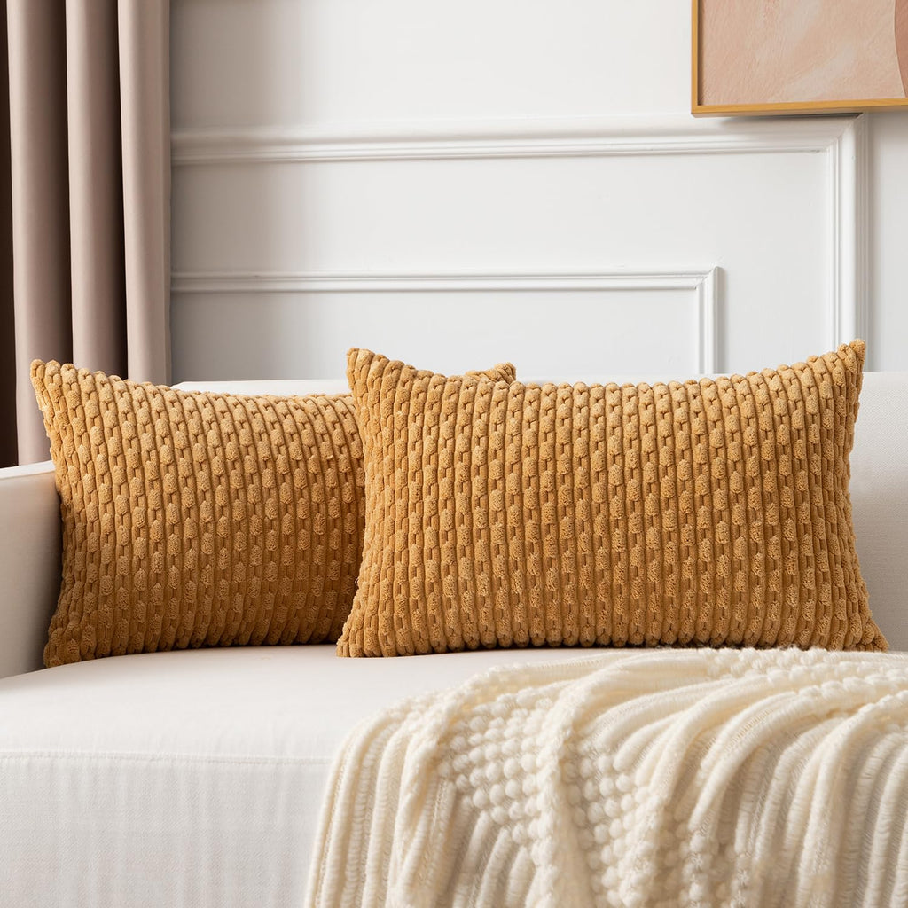 Kevin Textile Soft Corduroy 18x18 Inch Pillow Covers 2 Pack, Sage Green