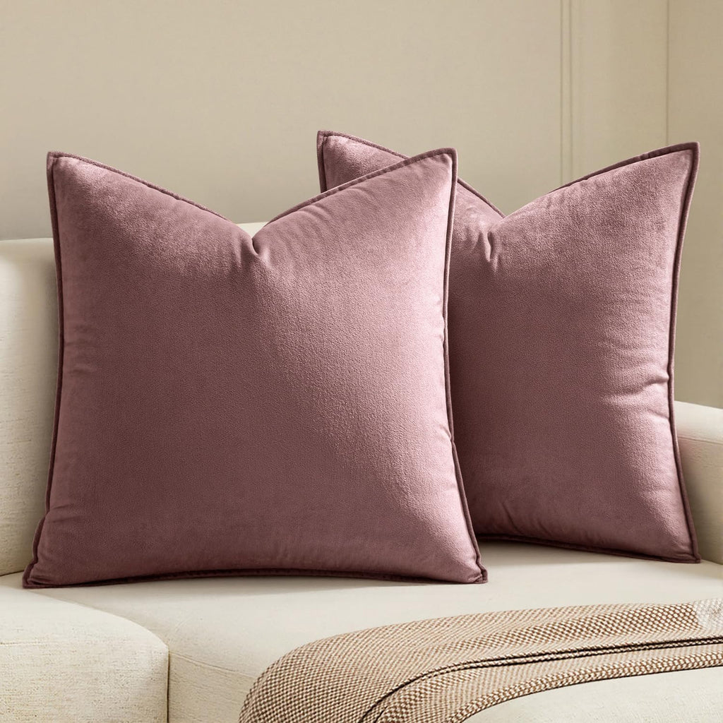 MIULEE Decorative Brown Velvet Throw Pillow Covers for Couch 22x22 Inch