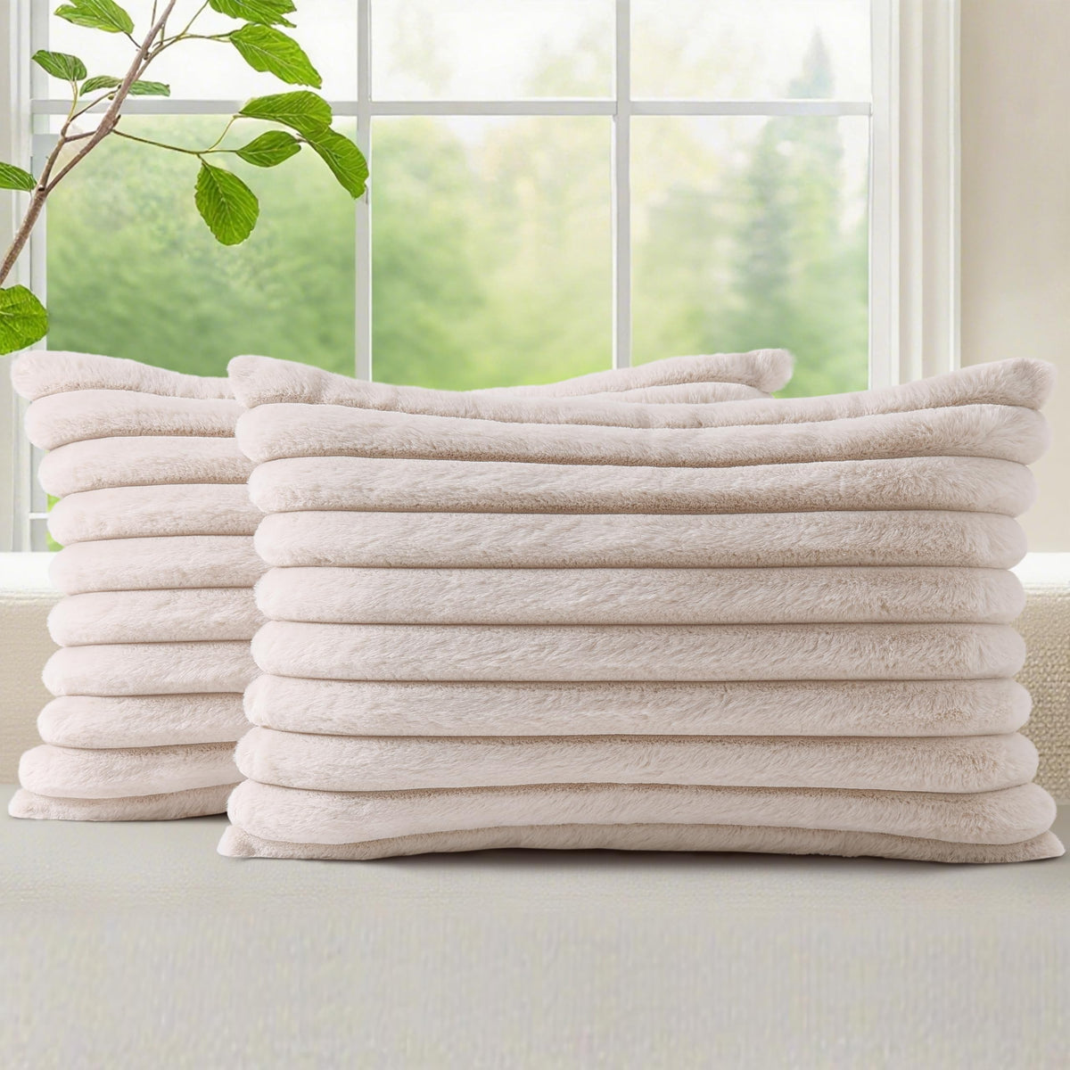 decorUhome Fall Faux Fur Throw Pillow Covers 18x18 Set of 2 Rust
