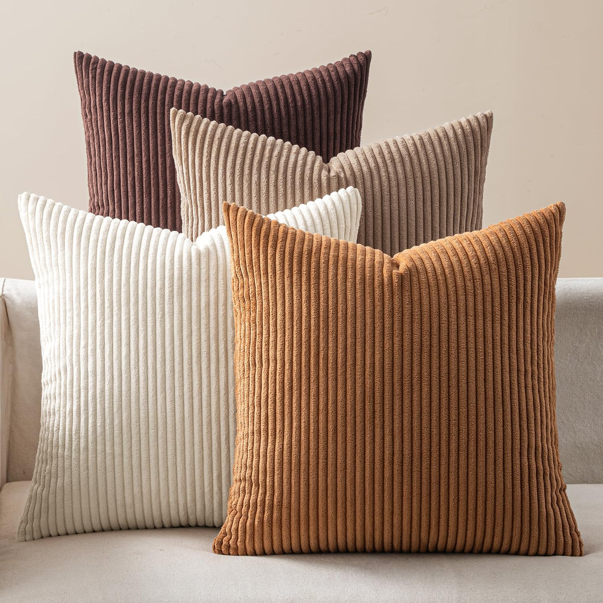 EMEMA Teal Orange Decorative Throw Pillow Covers 18x18 Inch Set of 4