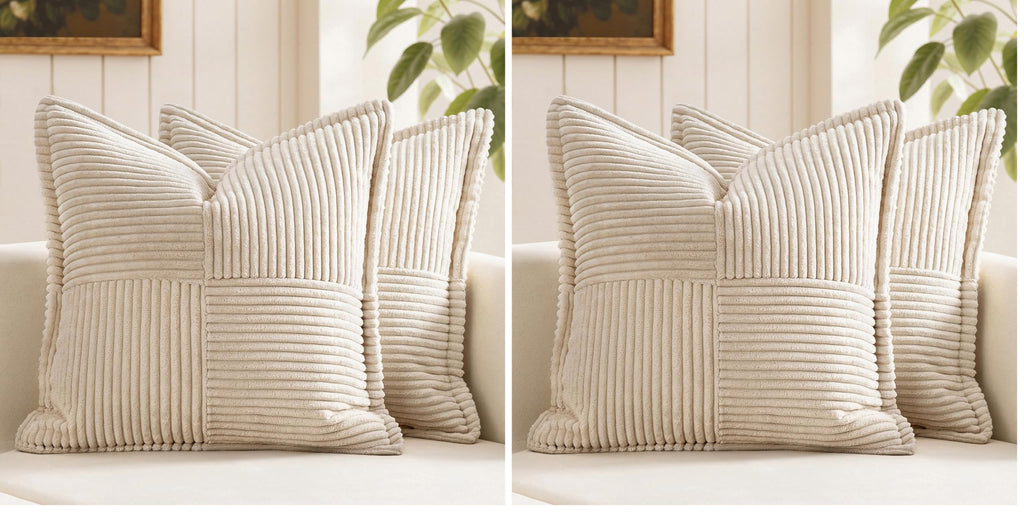 MIULEE Decorative Throw Pillow Covers for Couch 18x18 Inch Beige 2 Pack
