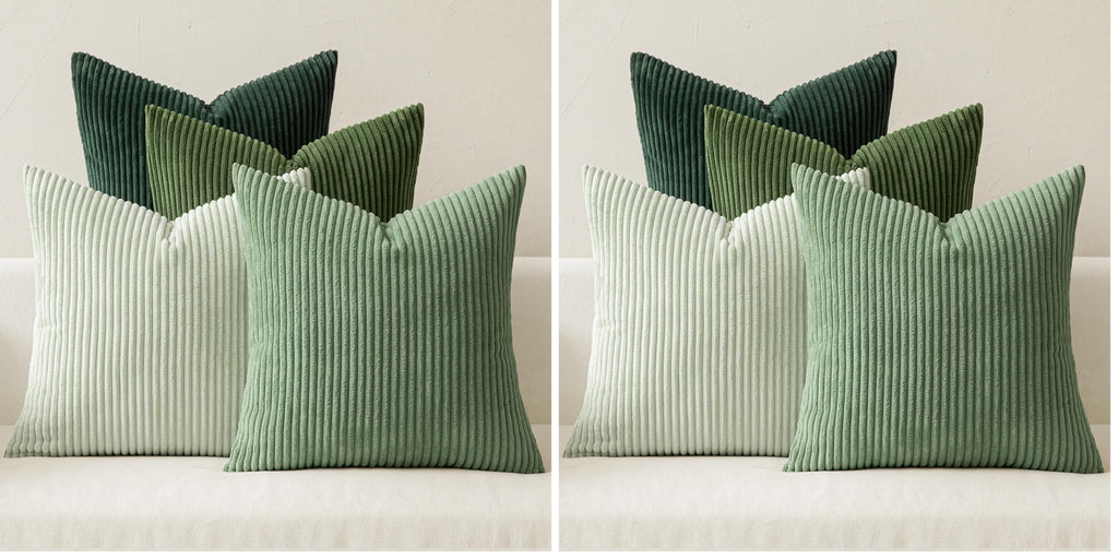 MIULEE Soft Corduroy Decorative Throw Pillow Covers Orange Teal 18x18