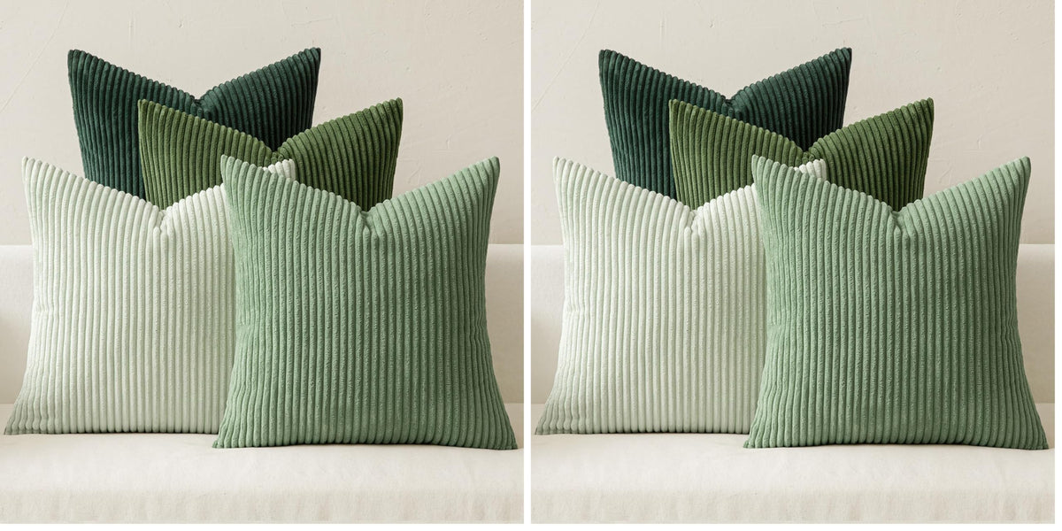 MIULEE Soft Corduroy Decorative Throw Pillow Covers Orange Teal 18x18