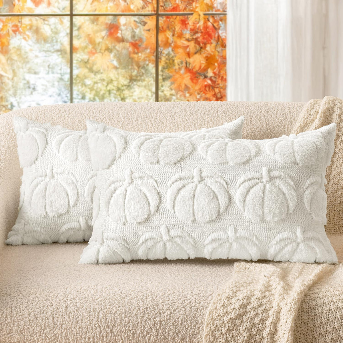 MIULEE Fall Pillow Covers Pumpkin Fall Decor 18x18 Dark Rust
