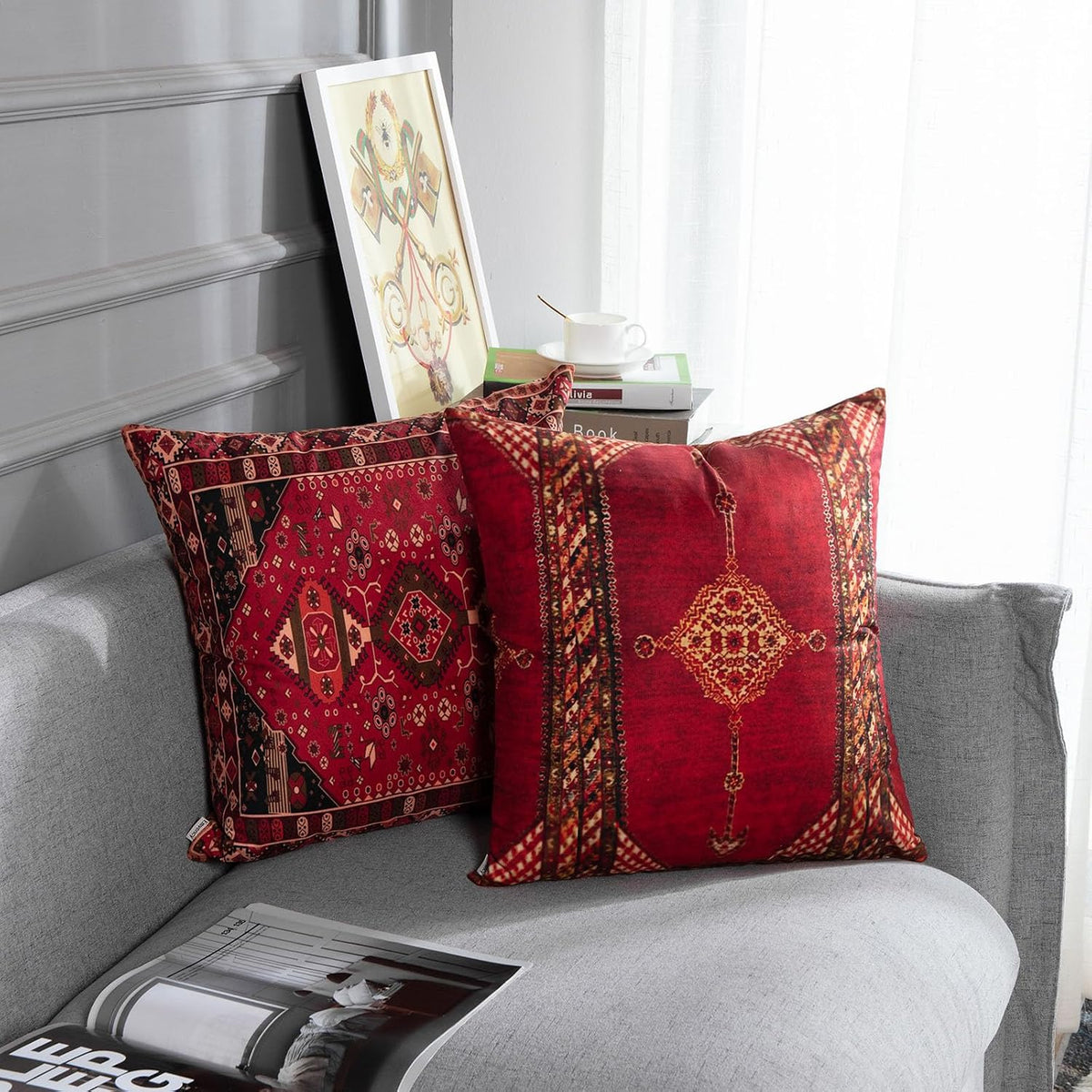 Britimes Throw Pillow Covers Set of 4, 20 x 20 Inch, Moroccan