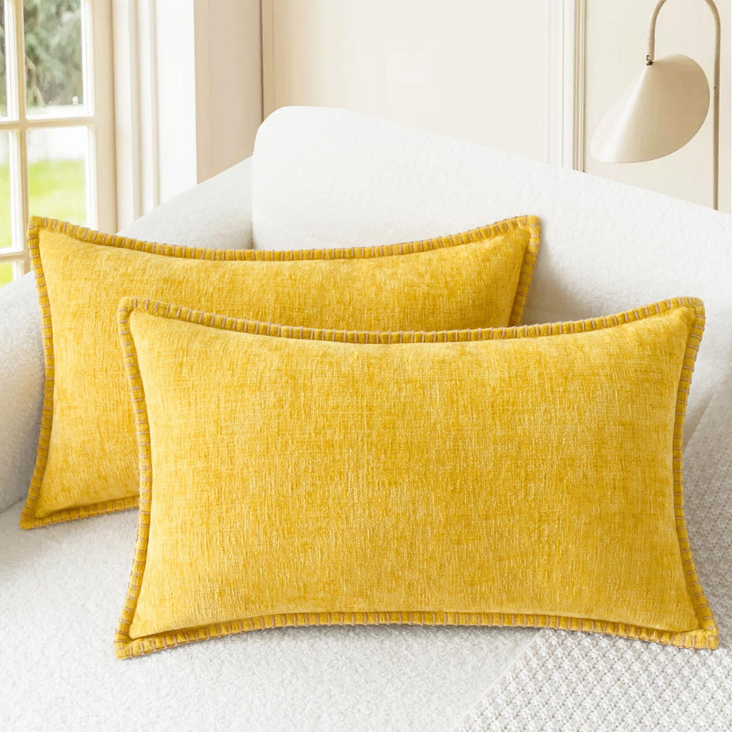 CaliTime Decorative Couch Throw Pillow Covers 20 X 12 Inches Gold