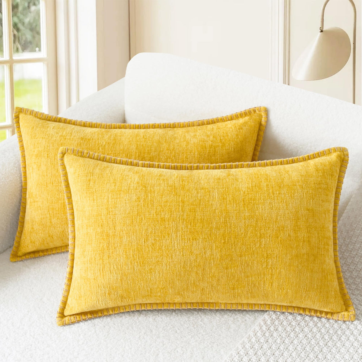 CaliTime Decorative Couch Throw Pillow Covers 20 X 12 Inches Gold
