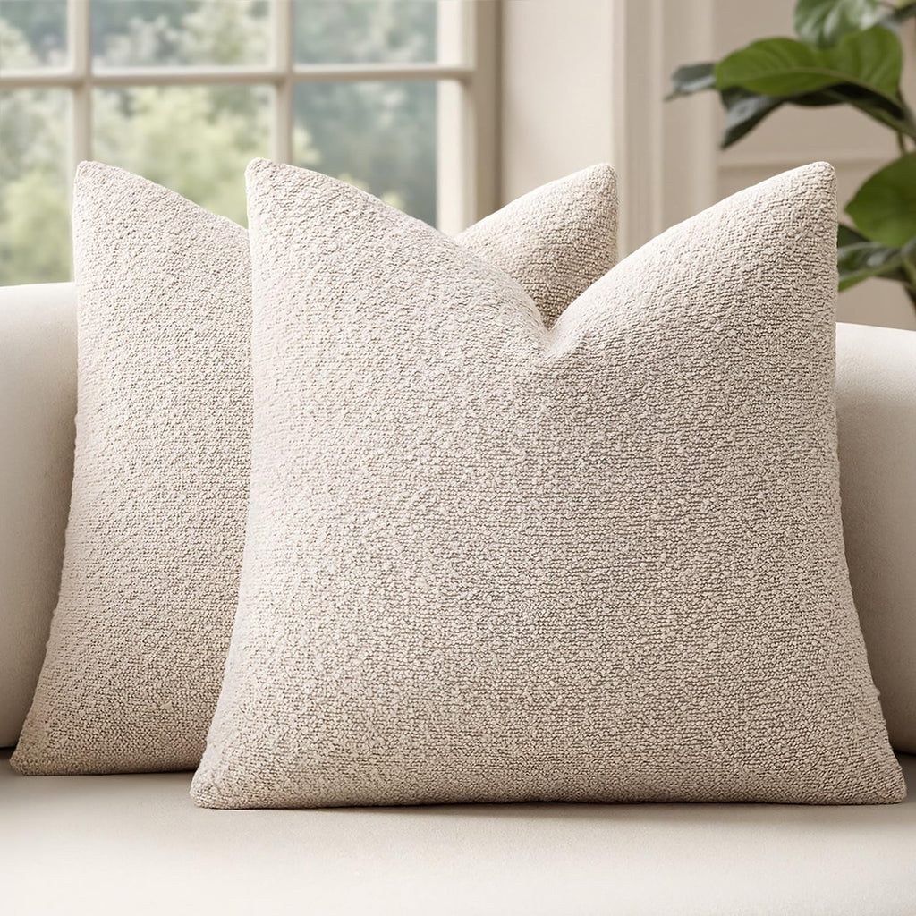 MIULEE 20x20 Decorative Boucle Couch Pillow Covers Beige