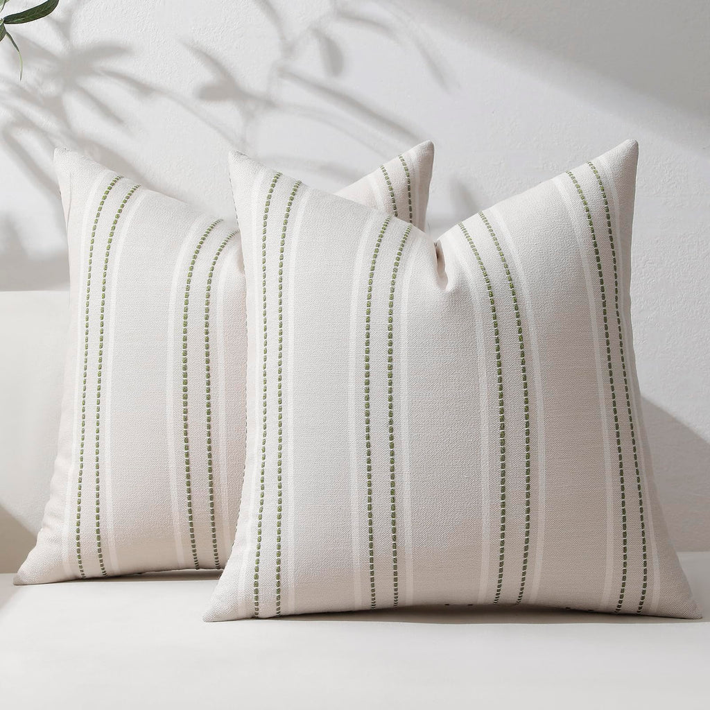 Hckot Decorative Throw Pillow Covers 20x20 Set of 2 Striped Pillow Covers