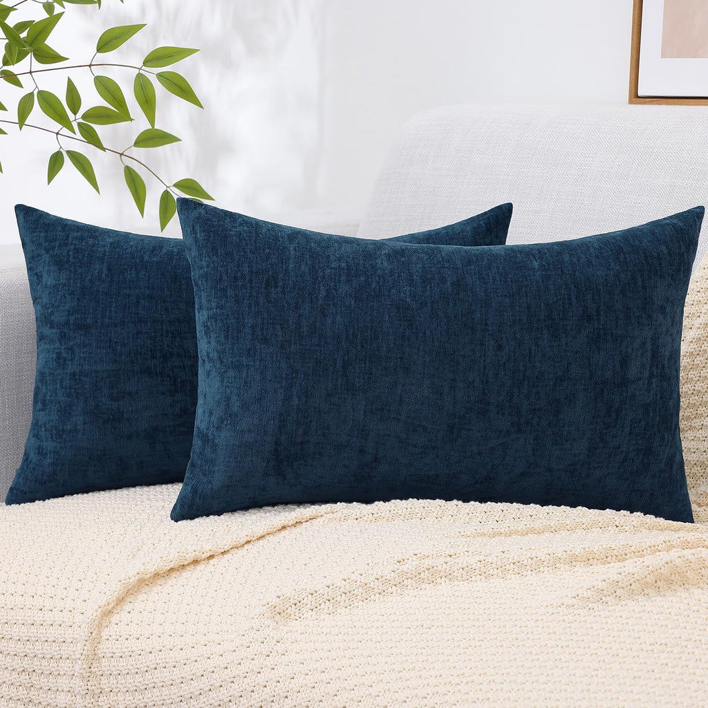 decorUhome Soft Chenille Moss Green Throw Pillow Covers 18X18 Set of 2