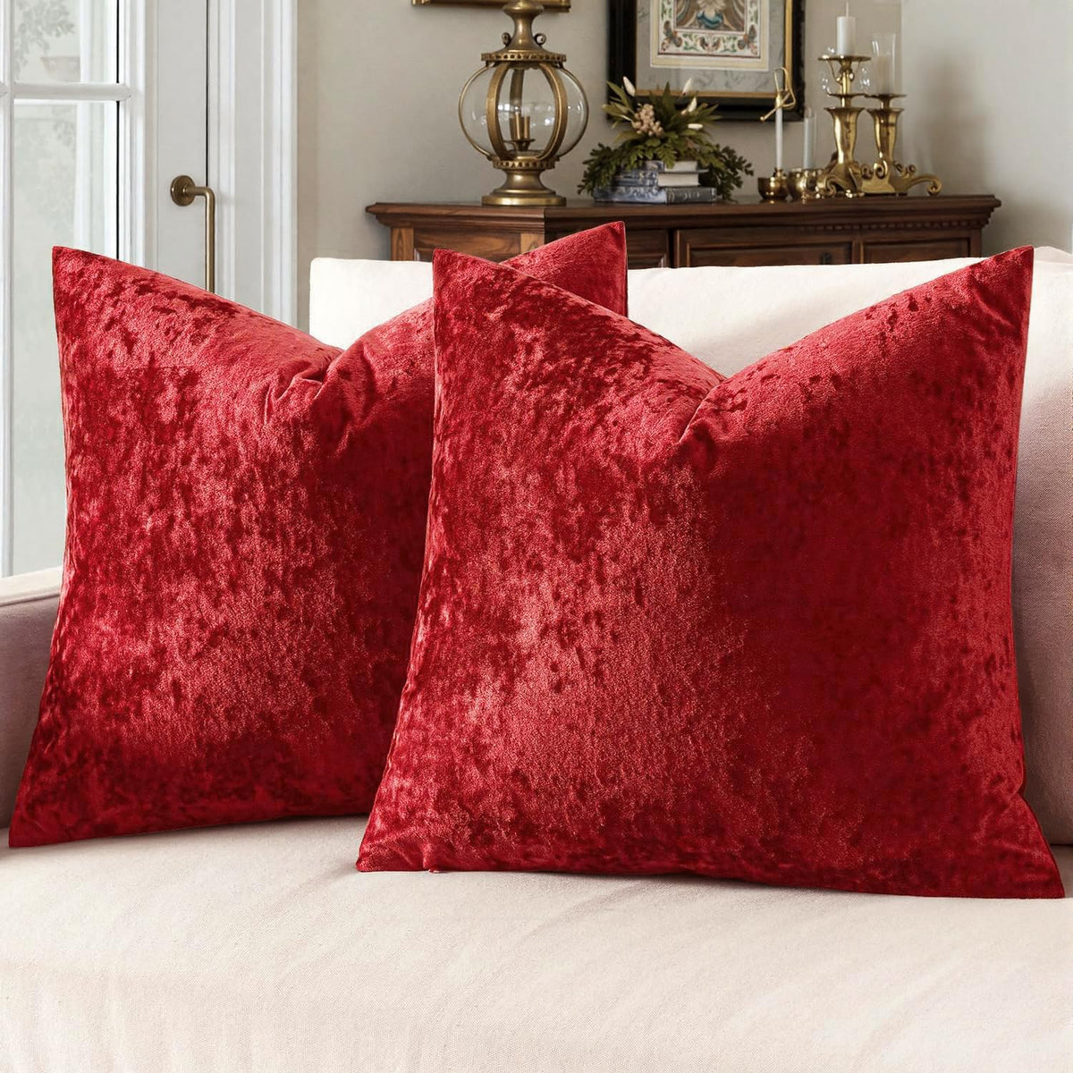 MIULEE Fall Velvet Throw Pillow Covers Burnt Orange 18x18 inch Set of 2
