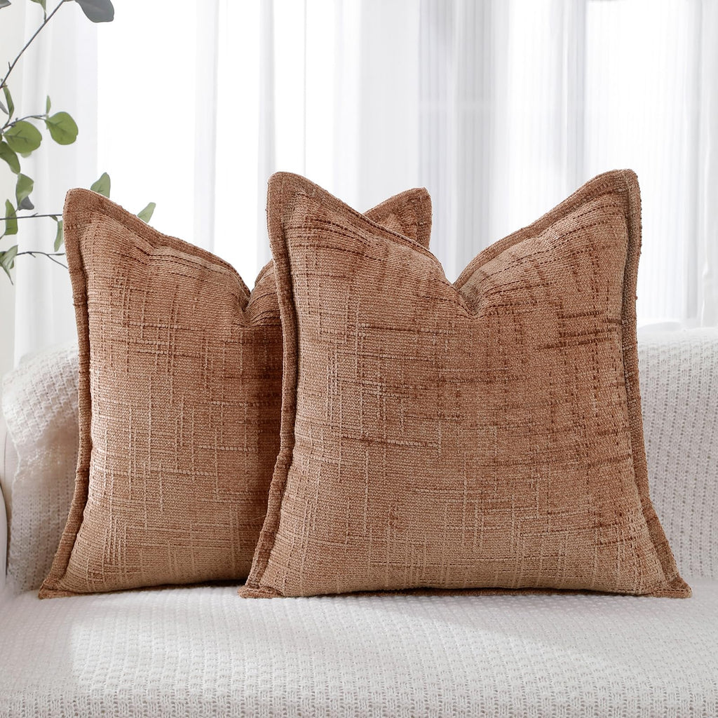 HPUK Throw Pillow Covers 18x18 Set of 4, Blue Patterned & Solid Covers