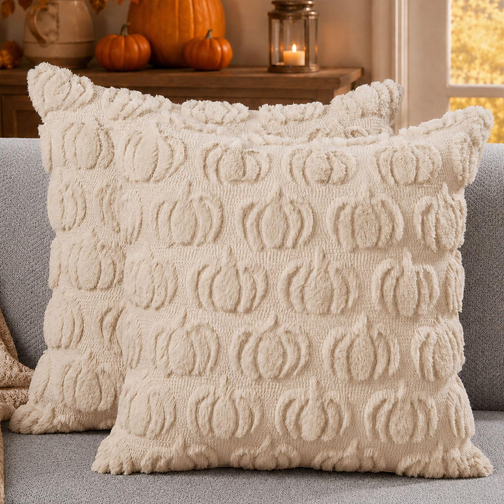 DFXSZ Fall Pillow Covers 18x18 2Pcs Rust Pumpkin Fall Decorations for Home
