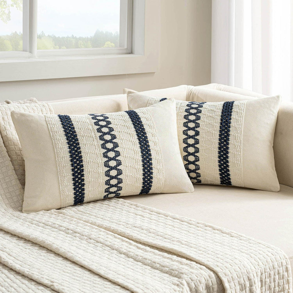 MIULEE Set of 2 Sage Green Boho Decorative Pillow Covers 18x18 Inch