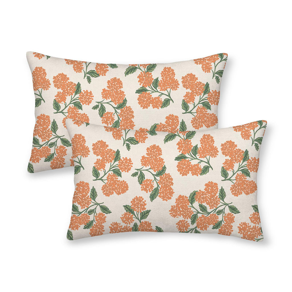 Floral Outdoor Pillow Covers 18x18 Inch Set of 2 Blue Green