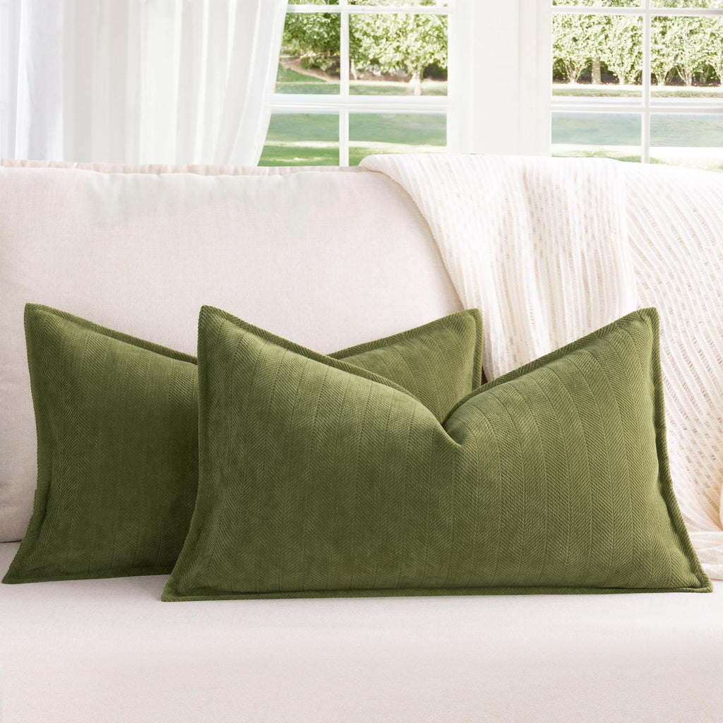 ZWJD Beige Pillow Covers 20x20 Set of 2 Chenille Throw Pillow Covers with Elegant Design Soft and Luxurious Decorative Throw Pillows for Couch, Bed, and Home Decor