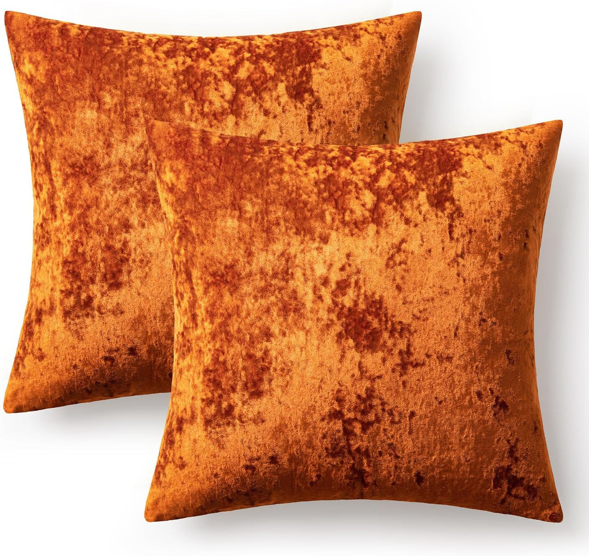 MIULEE Fall Velvet Throw Pillow Covers Burnt Orange 18x18 inch Set of 2