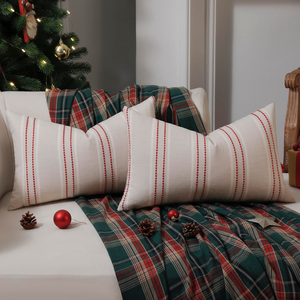 Hckot Decorative Throw Pillow Covers 20x20 Set of 2 Striped Pillow Covers