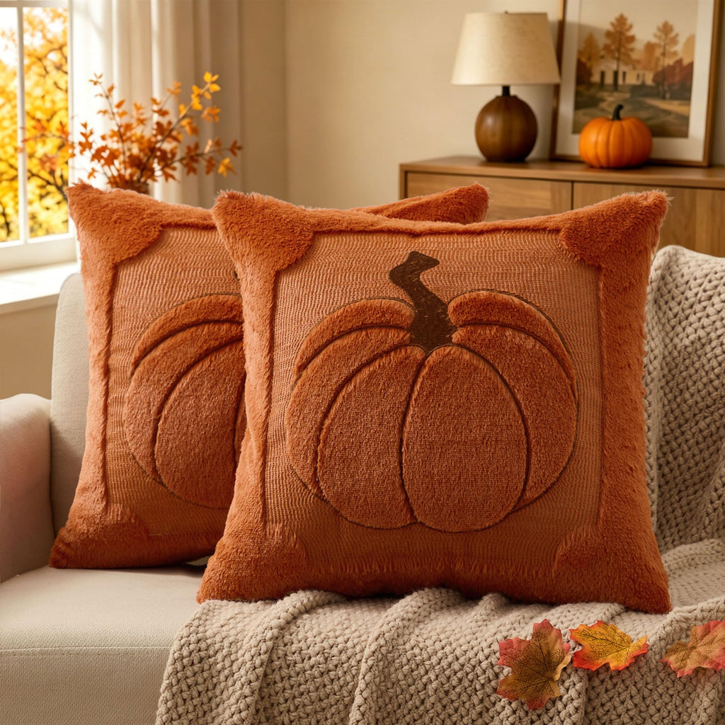 Allorry Fall Pillow Covers 18x18 2 Pack Beige Pumpkin Home Decor PT010A18