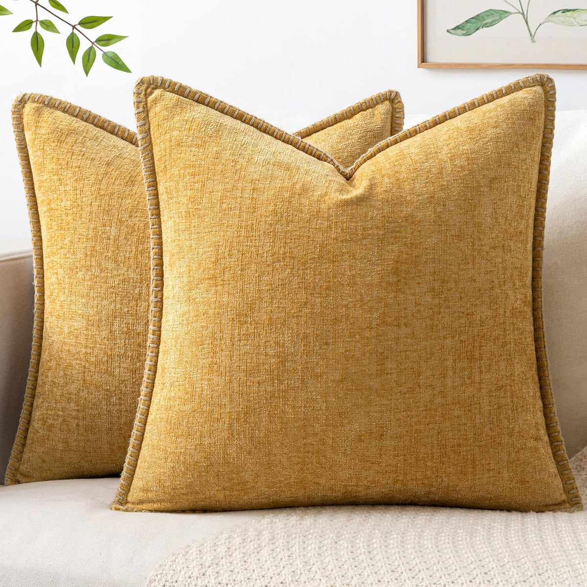 MIULEE Fall Decorative Couch Throw Pillow Covers 18x18 Inch Burnt Orange