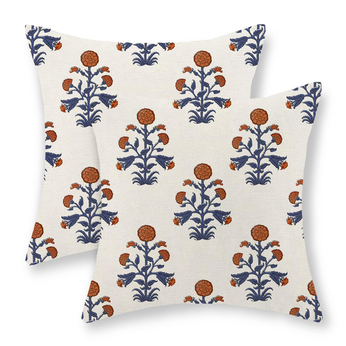 Chinoiserie Pillow Covers 18x18 Set of 2 Blue Green Bird Floral Throw Pillows Vintage Blue Flowers Decorations Outdoor Pillowcase Chinoiserie Decor Farmhouse Linen Cushion Case for Couch Home