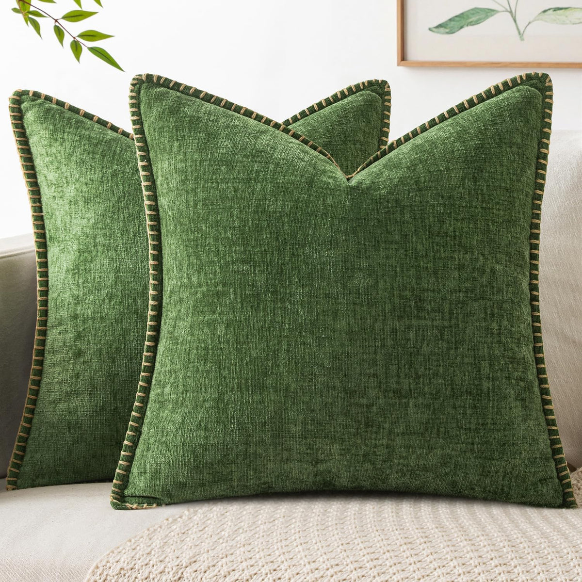 MIULEE Decorative Couch Throw Pillow Covers 18x18 Inch Sage Green 2 Pack