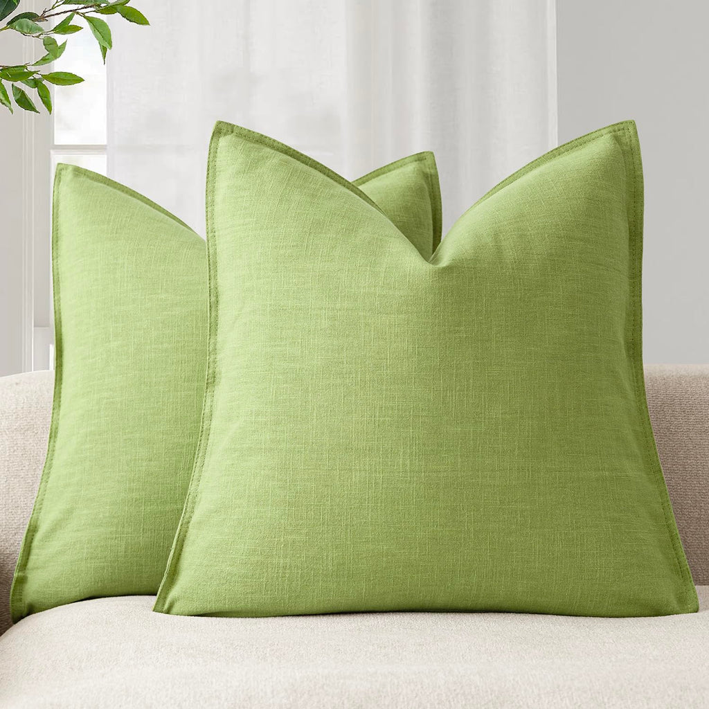 Foindtower Linen Solid Decorative Throw Pillow Covers 20x20 Natural Beige