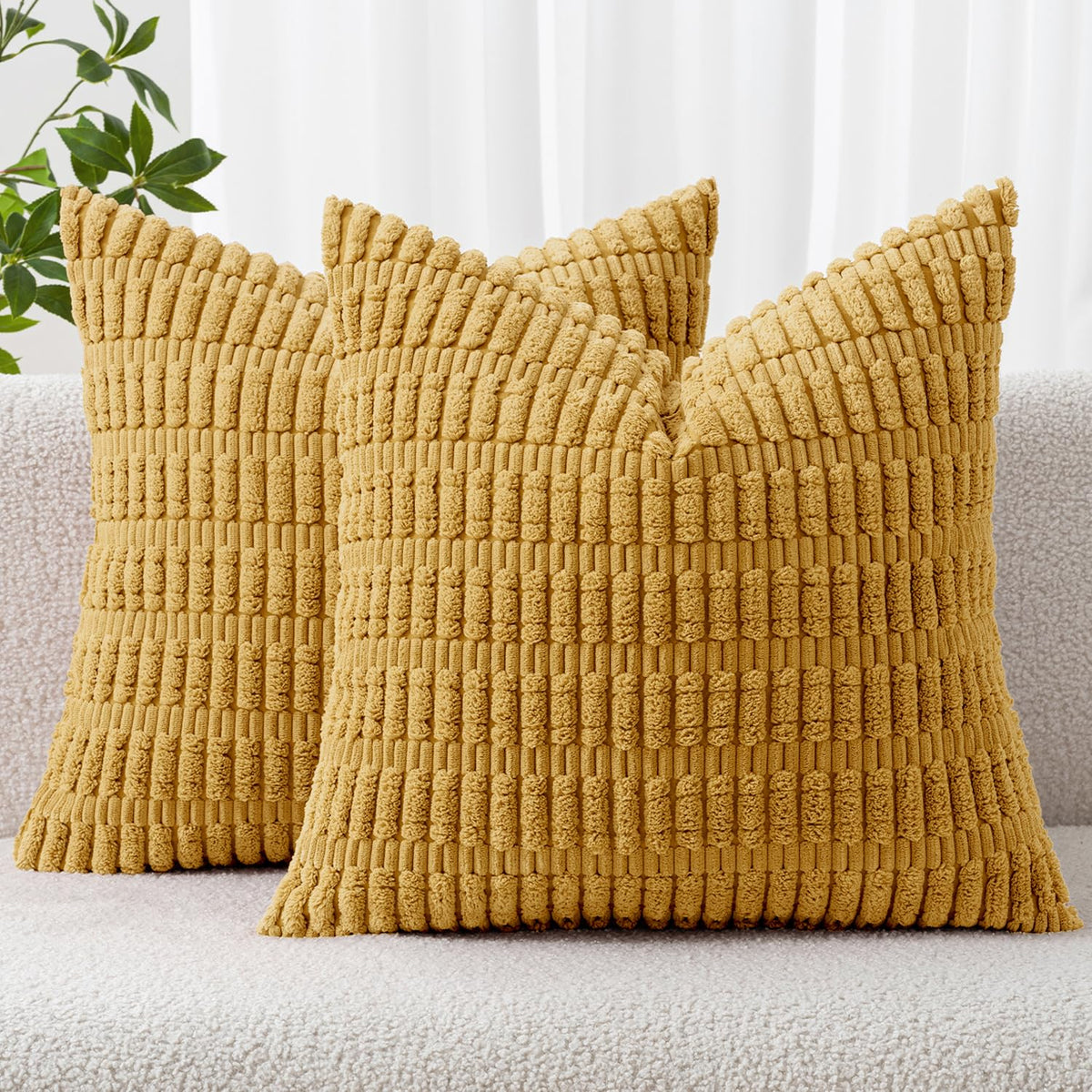 MIULEE Christmas Corduroy Decorative Throw Pillow Covers 18x18 Burgundy