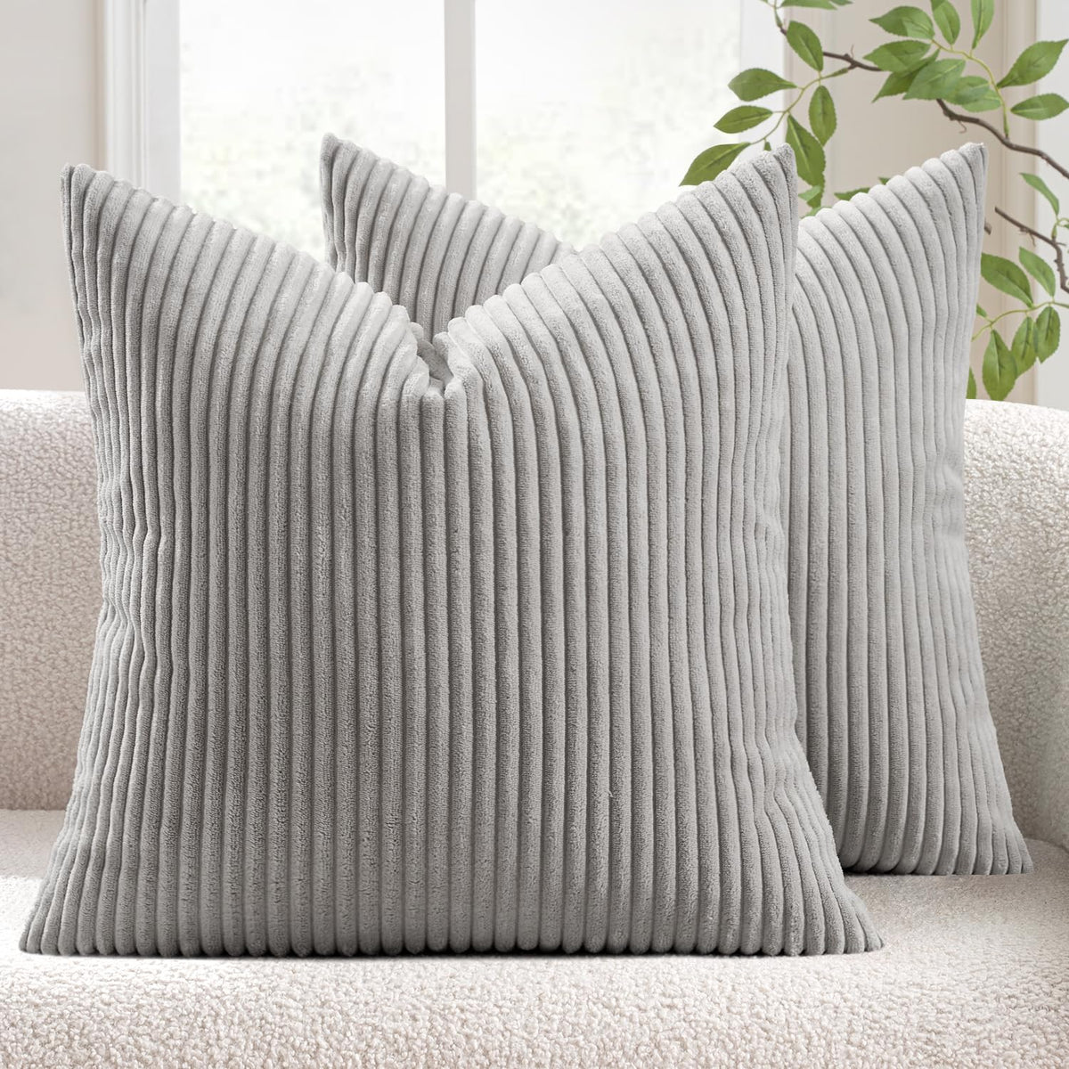 MIULEE Fall Decorative Corduroy Throw Pillow Covers Set of 2 20x20 Orange