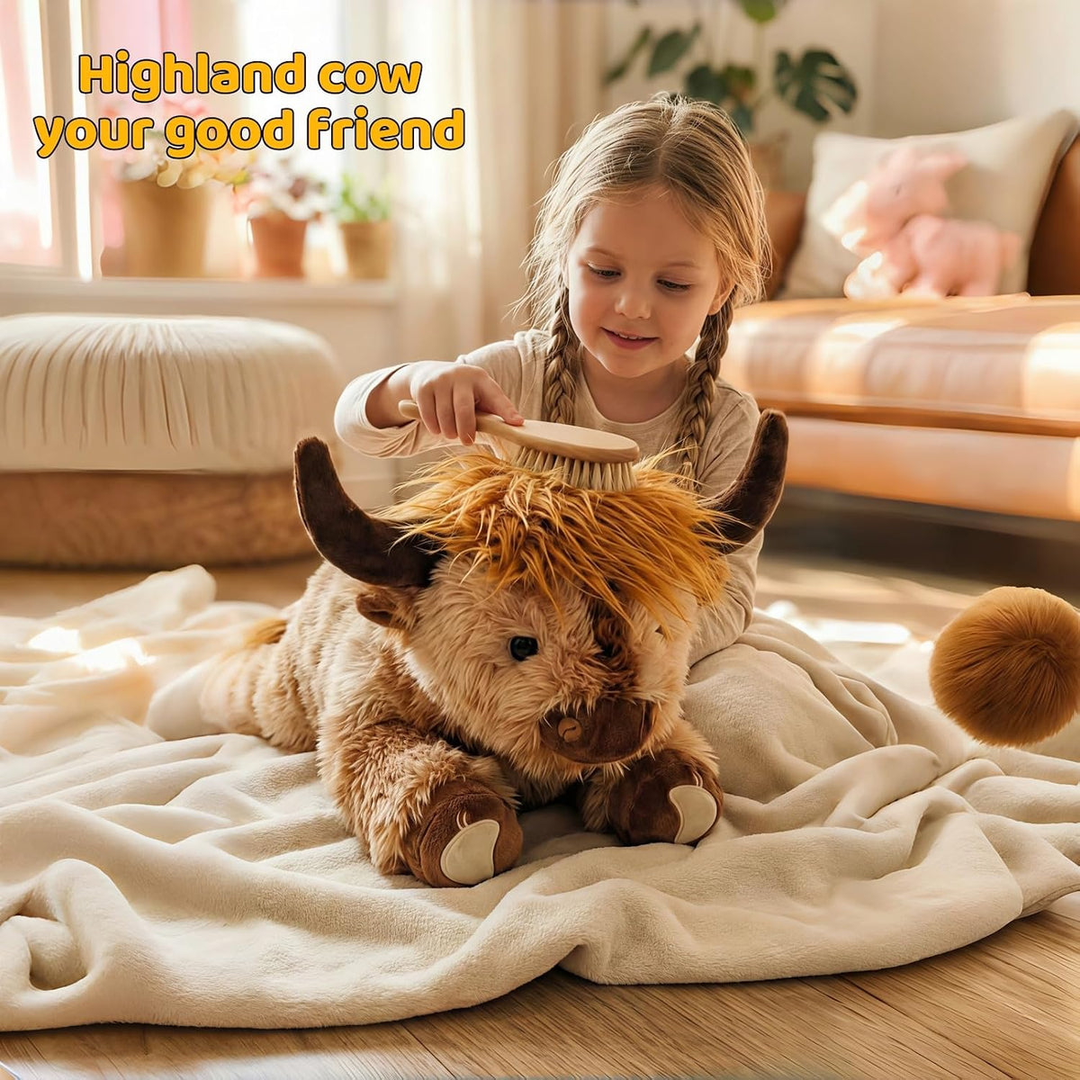 Highland Cow Weighted Stuffed Animal, 5 lbs Giant Plush Pillow Gift