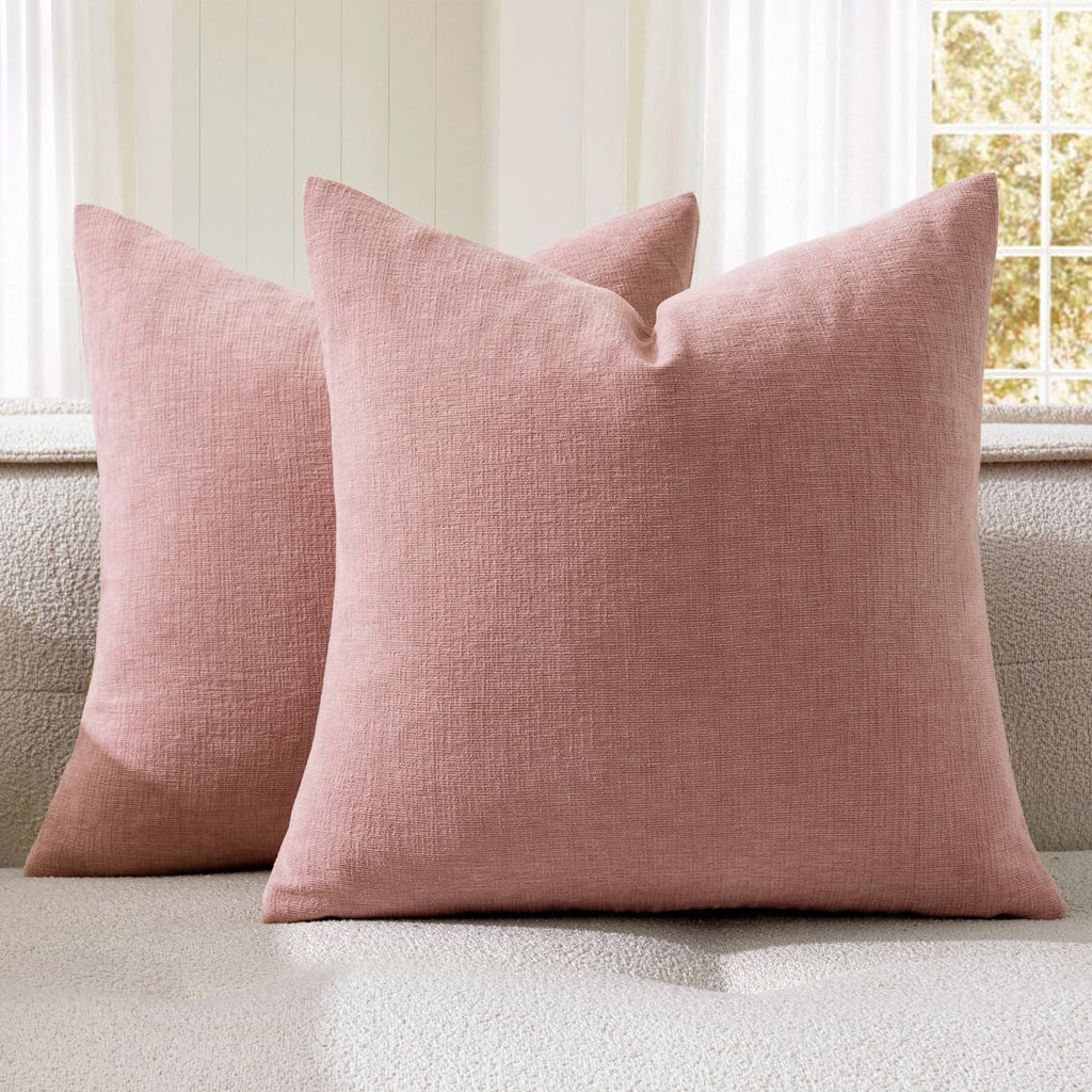 MIULEE Olive Green Chenille Couch Throw Pillow Covers, 18x18
