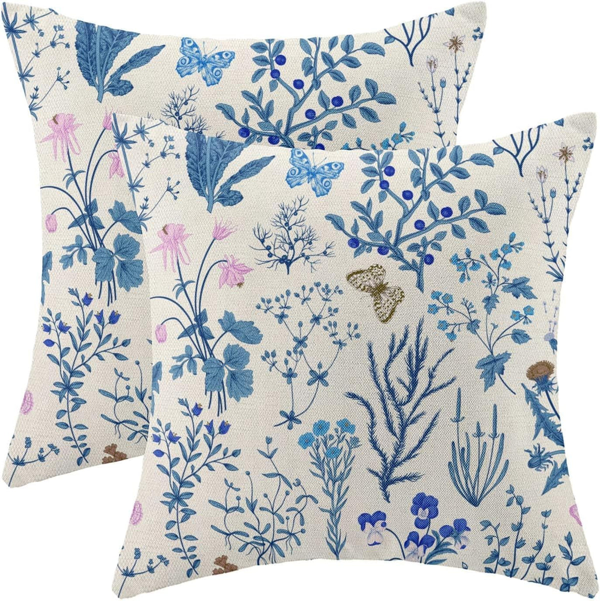 Spring Sage Green Wild Flower Pillow Covers 18x18 Set of 2