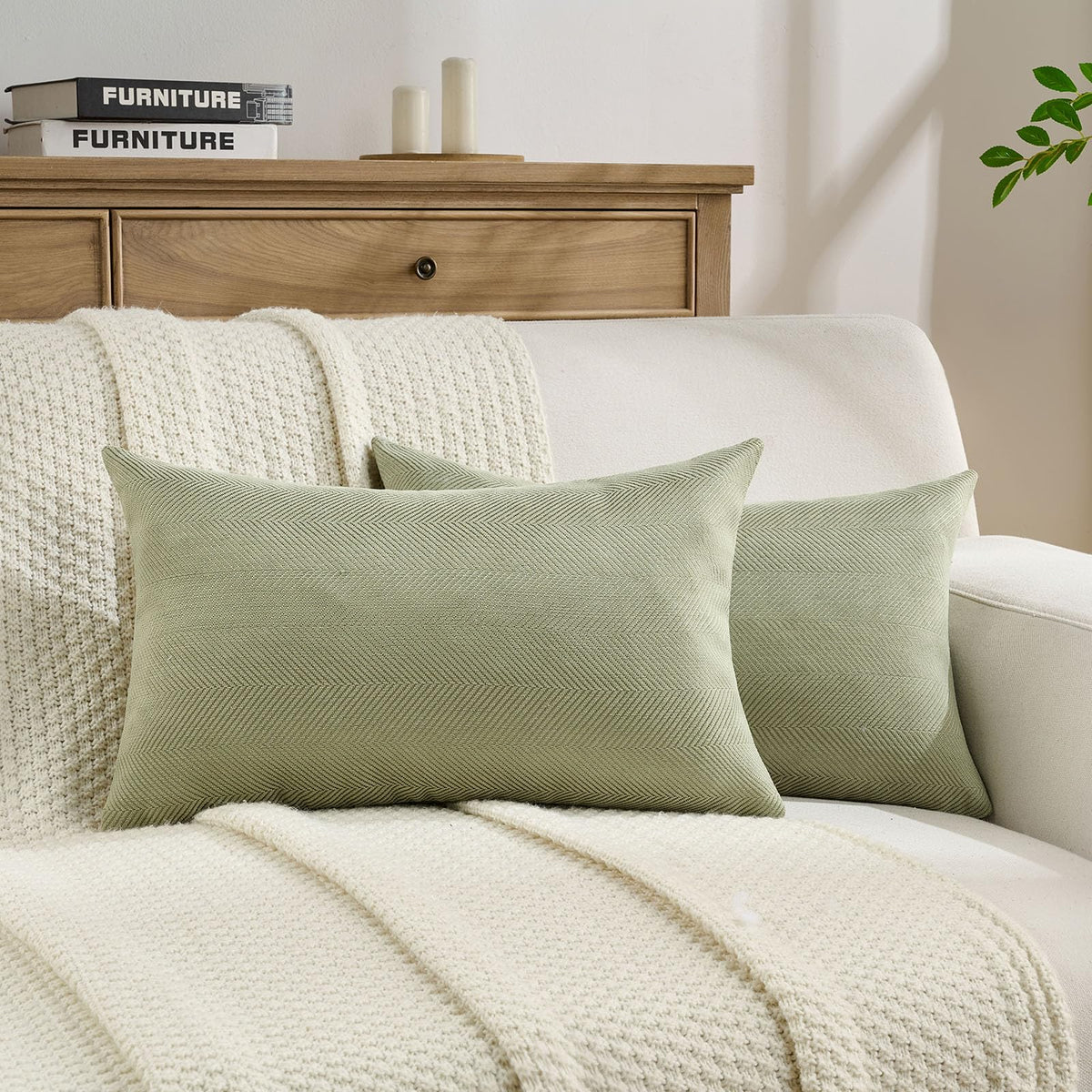 FUTEI Pack of 2 Chenille Throw Pillow Covers 18x18 Inch, Black