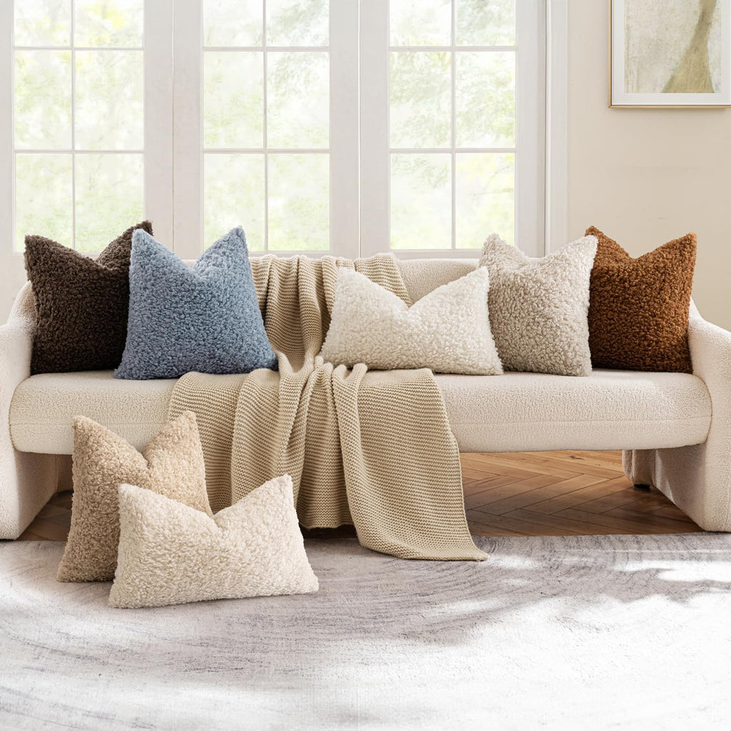 MIULEE Decorative Faux Fur Pillow Covers Sherpa 18x18 Chocolate