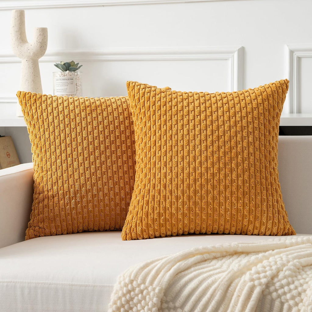 Kevin Textile Soft Corduroy 18x18 Inch Pillow Covers 2 Pack, Sage Green