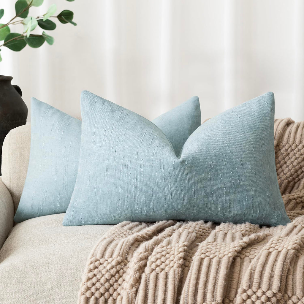 Foindtower Solid Textured Chenille Throw Pillow Covers 20x20 Inch,Taupe