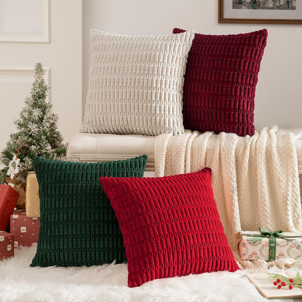MIULEE Pack of 4 Corduroy Decorative Throw Pillow Covers 18x18 Inch Brown