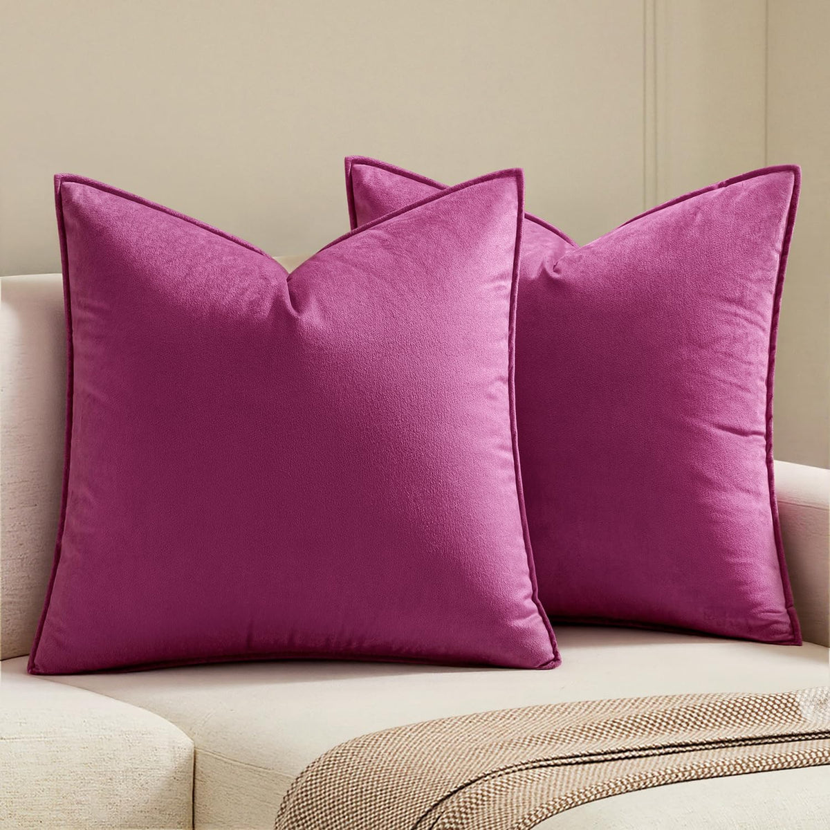 MIULEE Decorative Brown Velvet Throw Pillow Covers for Couch 22x22 Inch