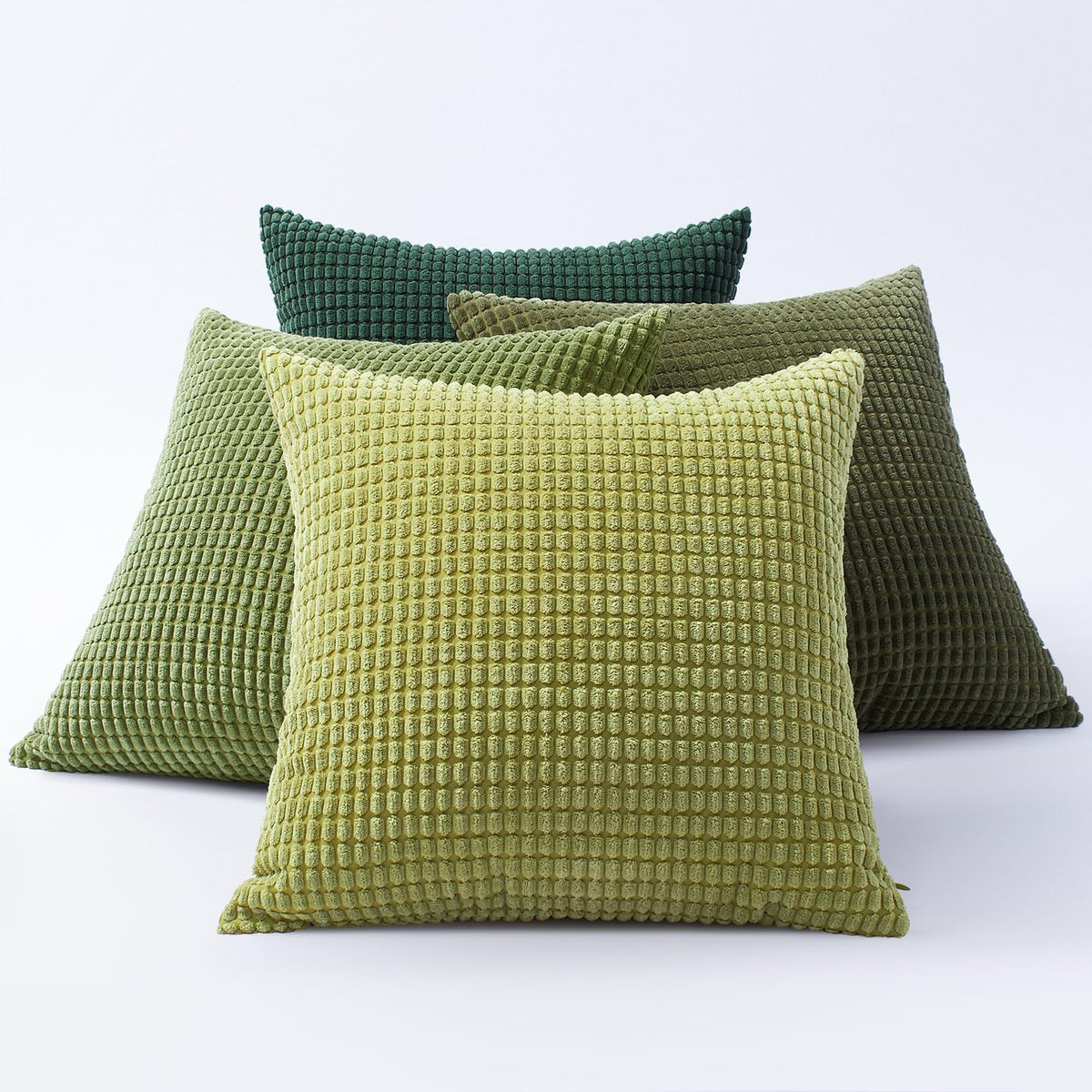 Softalker Corduroy Decorative Throw Pillow Covers 18x18, Set of 2, Beige