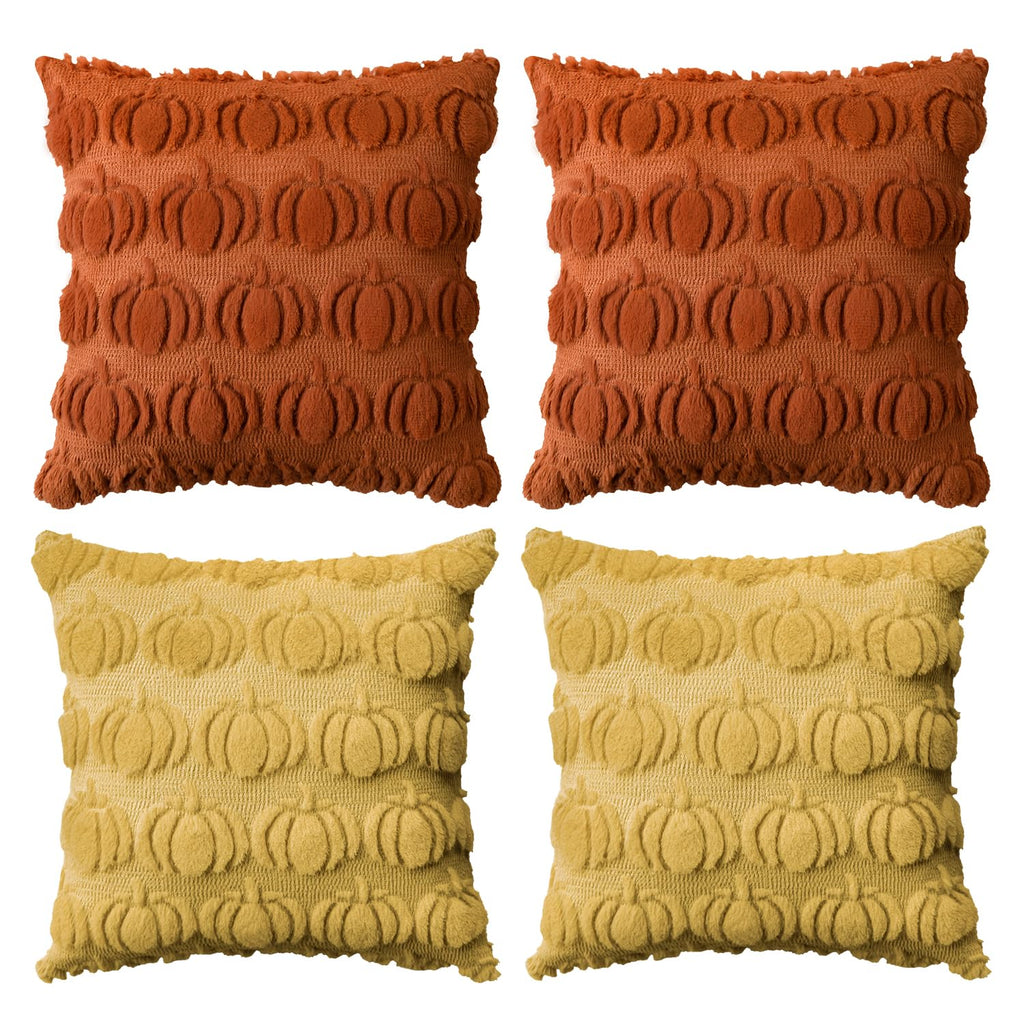 AVOIN colorlife Beige Fall Pumpkin Throw Pillow Covers 18x18 Inch
