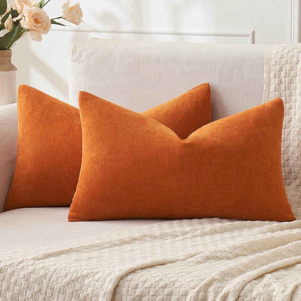 MIULEE Olive Green Chenille Couch Throw Pillow Covers, 18x18